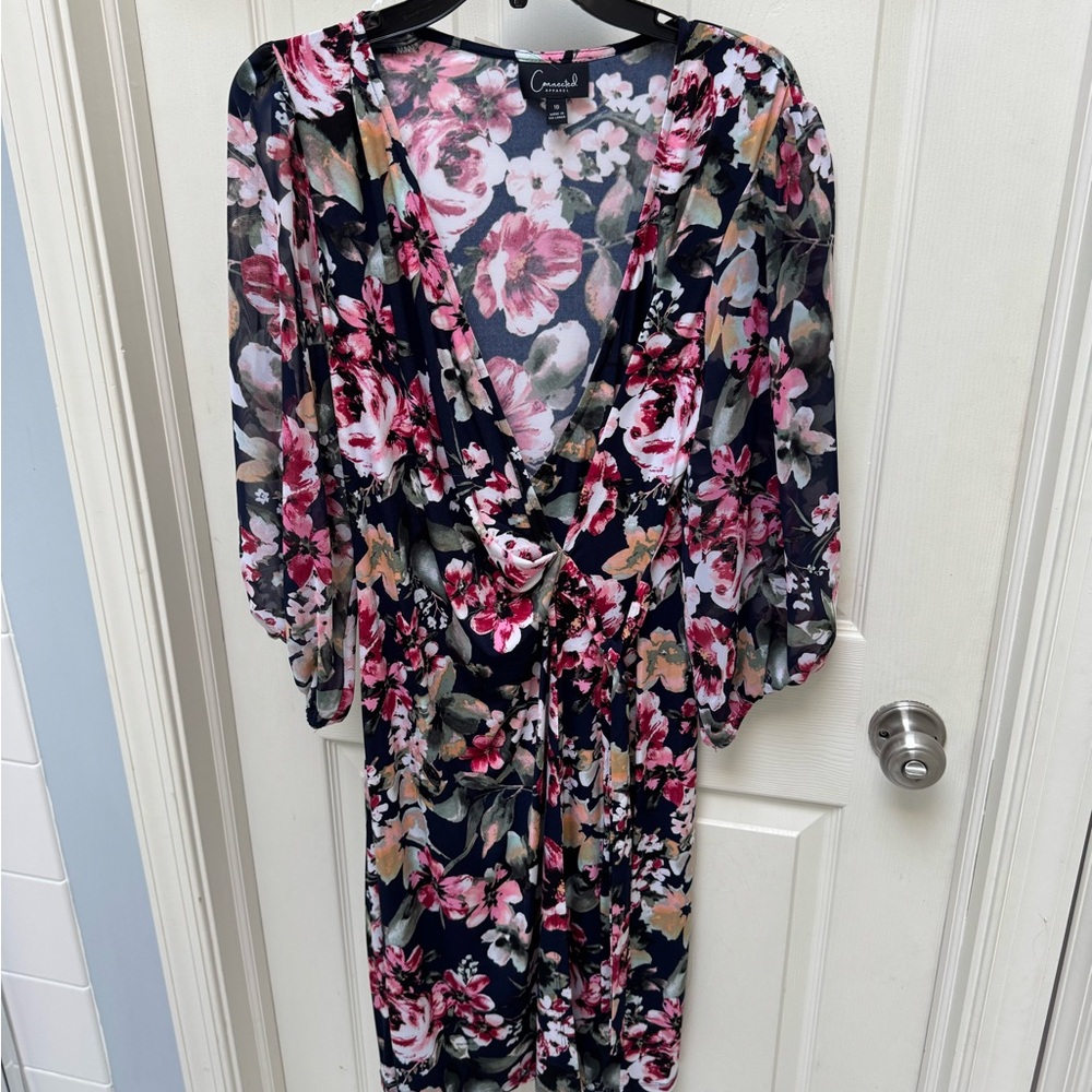 Connected Apparel Pink and White Floral Dress